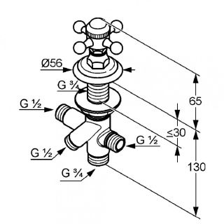 Переключатель на два положения Kludi 1926 позолоченный 518484520